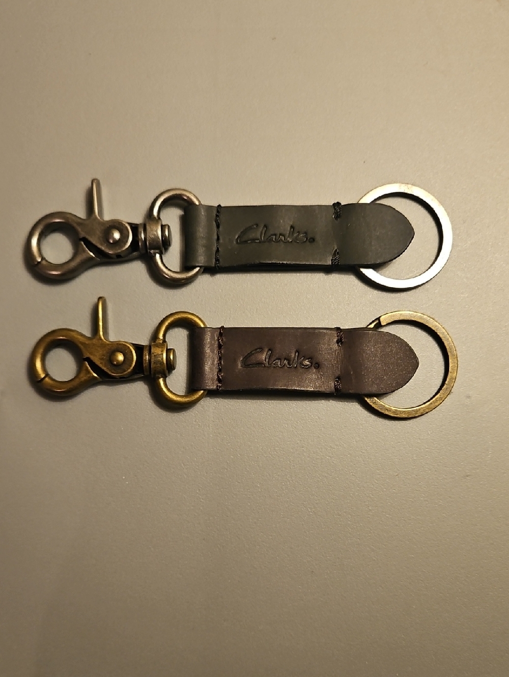 Clarks Leather Keychains in Black and Dark Brown